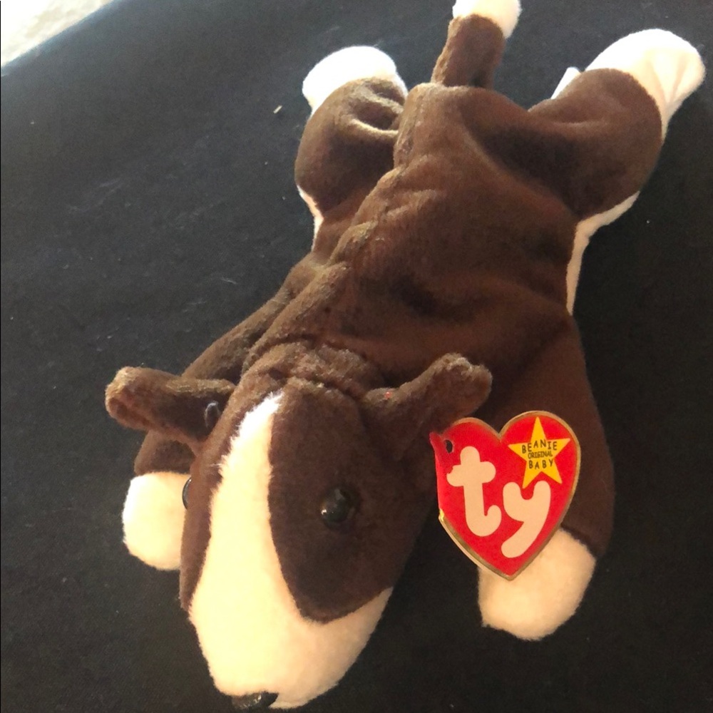 TY Beanie Baby Brown and White Dog Plush
